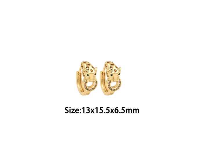 1 pair 18K Gold Filled Leopard Head Earrings,Gold Dainty Leopard Head Earrings,Simple Earrings,Gift for Her