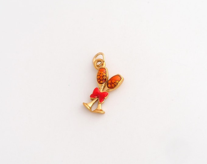 Stainless Steel Goblet Pendant,Enamel Wine Glass Charms,Goblet Charms for DIY Jewelry Making Supply,17.8x11.7x3.3mm