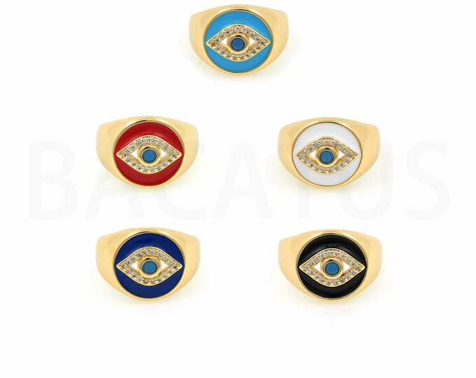18K Gold Filled Devil Eye Ring,Gold Dainty Enamel Open Ring,Simple Ring,Gift for Her