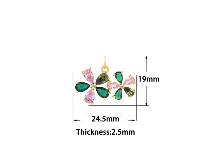18K Gold Filled Flower Pendant,Gold Dainty Flower Pendant Charms,Simple pendant Bracelet Necklace for DIY Jewelry Making Supply