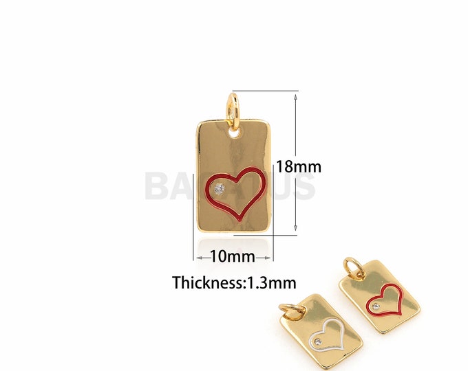 Micropavé Cubic Zirconia Rectangular Necklace, 18K Gold Filled Love Pendant, Rectangular Charm, Love Pendant, Geometric Necklace,18x10x1.3mm