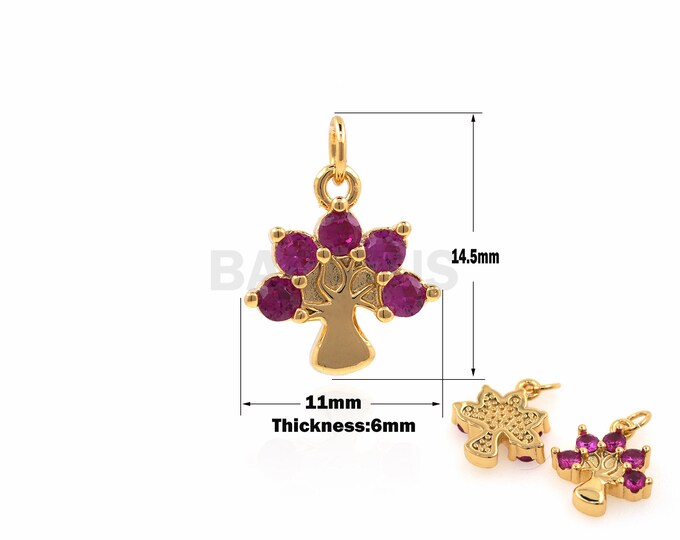 1PCS Tree of Wisdom Pendant Tree of Life Necklace Pendant Tree Necklace Simple Everyday Necklace Pendant Cubic Zirconia 14.5x11x6mm