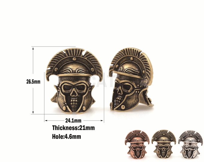 1PCS  Retro Warrior Head Spacer, Knight Helmet, Metal Head Spacer, Suitable For Paracord Bracelet Keychain 26.5x24.1x21mm Hole 4.6mm