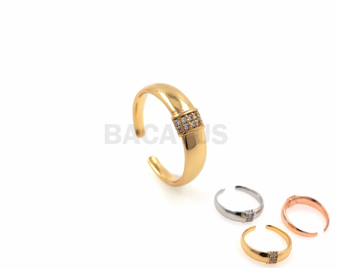 1PCS  Micro-Inlaid Zircon Ring Ring Adjustable Opening Ring Ladies Fashion Jewelry Stackable Ring