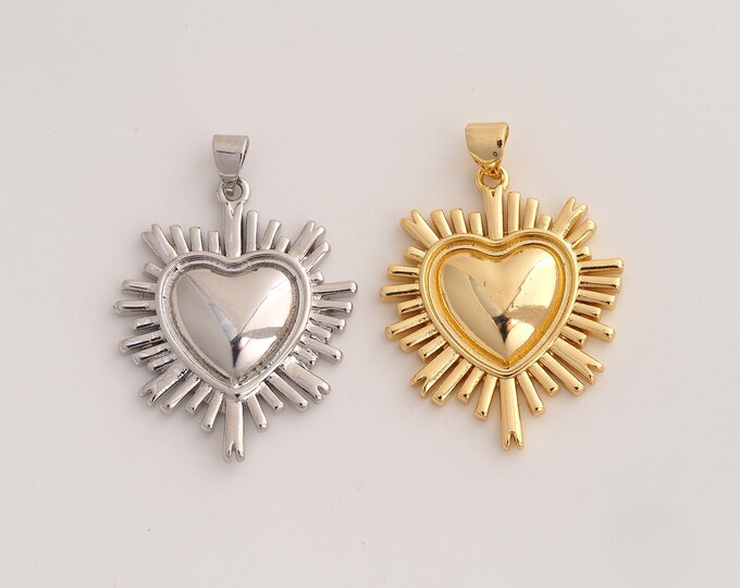 18K Gold Filled Heart Charm,Dainty Love Pendant,Heart Pendant ,DIY Jewelry Supplies,34x24.4x3.7mm