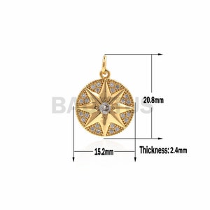 1pcs Brass star pendant, CZ gold-plated nickel-free, cubic zirconia bracelet necklace making supplies 20.8x15.2x2.4mm