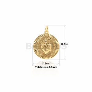 Cœur en or brillant, collier de pièces de monnaie goutte à goutte, découvertes plaquées or, médaillon en or 22,5 * 17,5 * 2,3 mm 1PCS