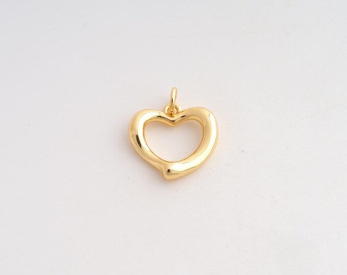 18K Gold Filled Heart Charm, Love Pendant,Heart Necklace Charm, DIY Jewelry Supplies, 18.2x15.3x3.2mm