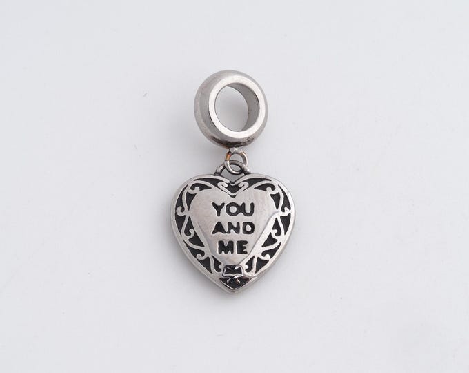 Stainless Steel Heart Pendant,Love Charms,Letter Charm Bracelet Necklace for DIY Jewelry Making Supply,26.4x14x2.8mm