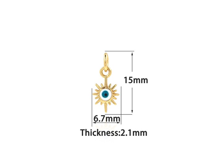 18K Gold Filled Devil Eye Pendant,Gold Dainty Eye Charms,Simple pendant Bracelet Necklace for DIY Jewelry Making Supply