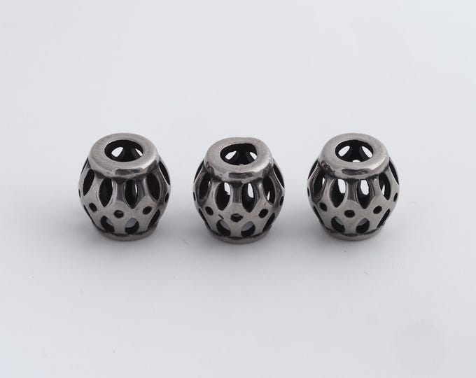 1 pcs Stainless Steel Retro Ball Spacer Beads,Silver Round Beads,Ball Beads DIY Bracelet Necklace Earrings Jewelry Making,9.6x9.4mm