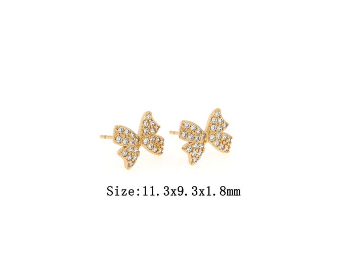 1pair 18K Gold Filling Bow Stud Earrings,Gold Bow Stud Earring,Simple Stud Earrings,Gift for Her