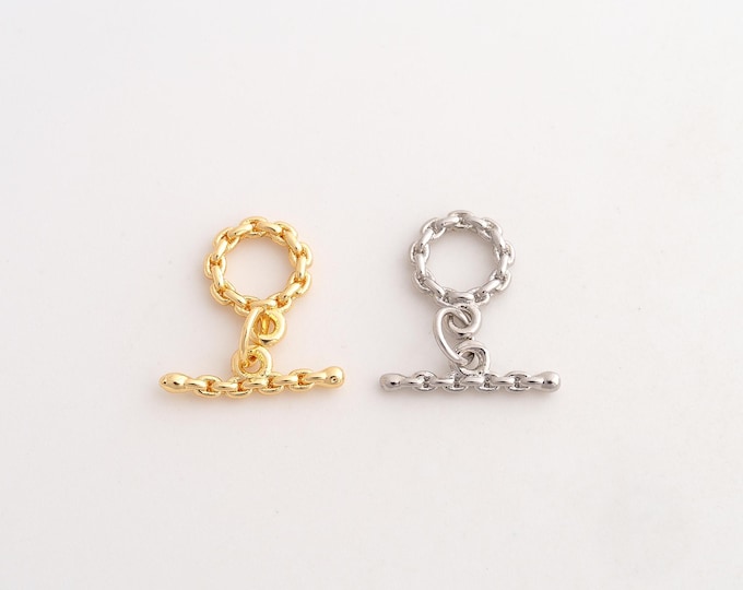 5 pcs OT Clasp,18K Gold Filled Round Toggle Clasp,OT Clasp,DIY Jewelry Supplies,O:8.8x2mm T：14.5x2mm