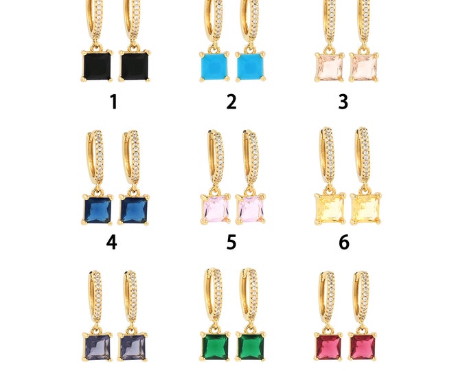 1pair 18K Gold Filling Square Earrings,Gold Dainty Square Earring,Simple Earrings,Gift for Her
