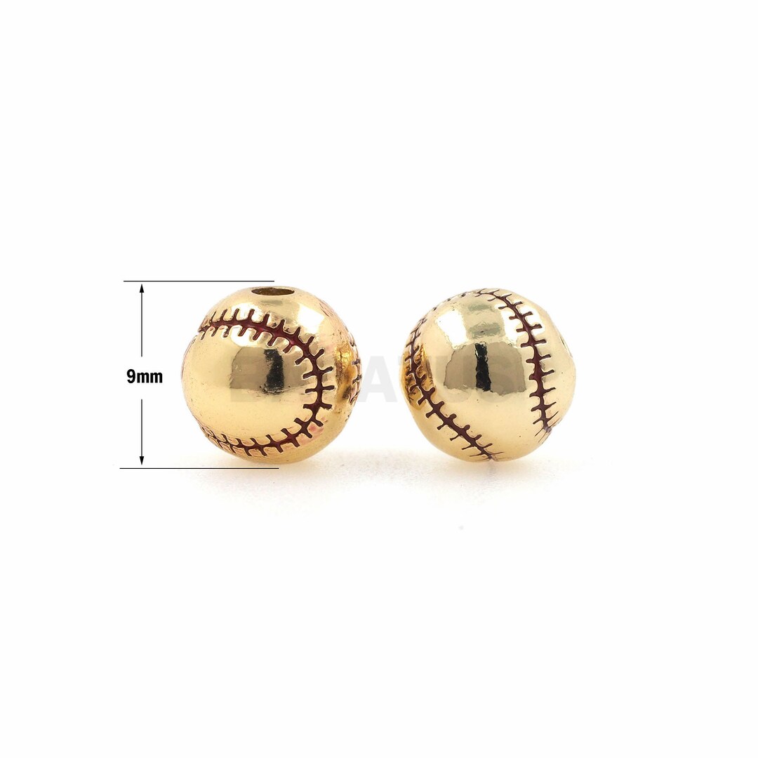 Baseball Spacer Beads, Enamel Baseball, Sports Charm, Baseball Bracelet