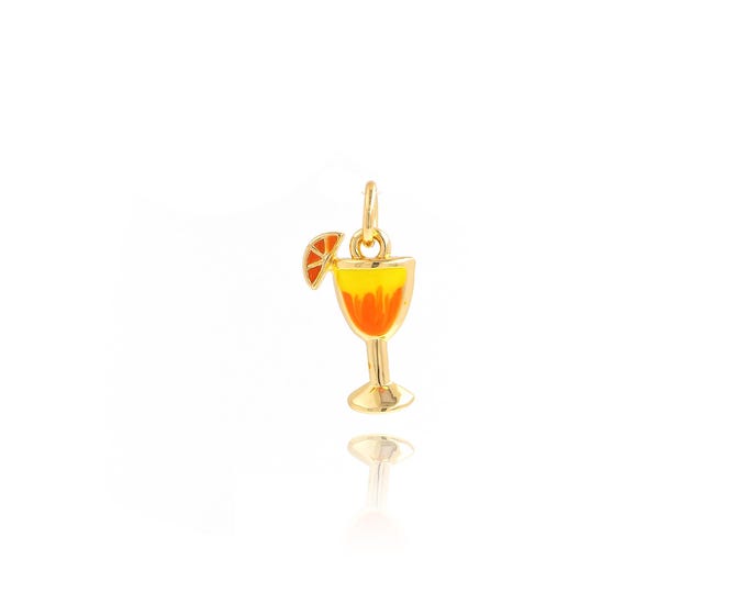 18K Gold Filled Wine Glass Pendant,Cup Pendant,Enamel Charms,Necklace Pendant DIY Jewelry Supplies,17x8.3x2mm
