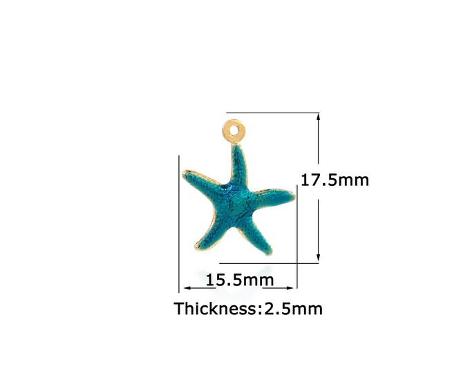 18K Gold Filled Starfish pendant,Gold Dainty Starfish Charms,Simple pendant Bracelet Necklace for DIY Jewelry Making Supply