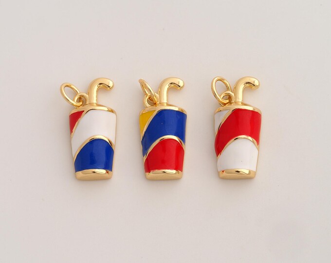 18K Gold Filled Golf Bucket Charm,Dainty Enamel Golf Pendant,Golf Club Bucket Pendant ,DIY Jewelry Supplies,23.4x10x5.2mm