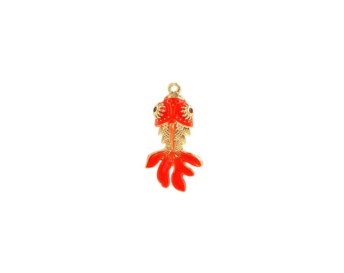 Enamel Fish Pendant,18K Gold Filled Marine Life Necklace, Fish Pendant, DIY jewelry Making Accessories,29x15.4x10.8mm