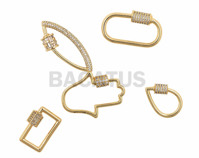 1pcs Carabiner lock,CZ screw clasp,All-match water drop,lips,oval,hamsa,square jewelry screw clasp