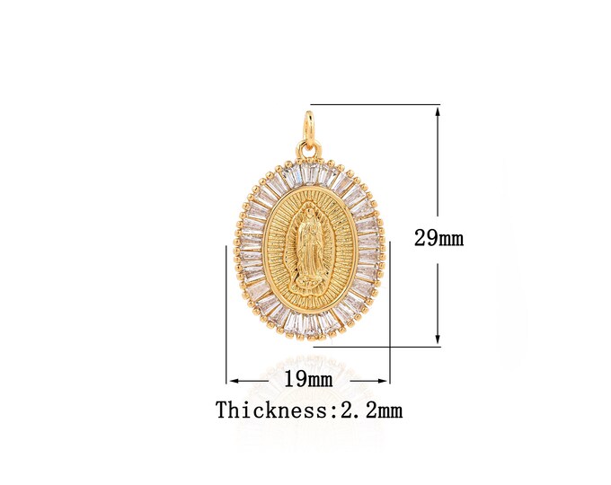18K Gold Filled Virgin Mary Pendant,Gold Dainty Catholic Charms,Religion Charm Bracelet Necklace for DIY Jewelry Making Supply