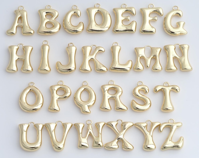 Initial Pendant,18K Gold Filled Letter Necklace, Micropavé CZ Alphabet Pendant, DIY jewelry Making Accessories,27.7x24.7x6mm