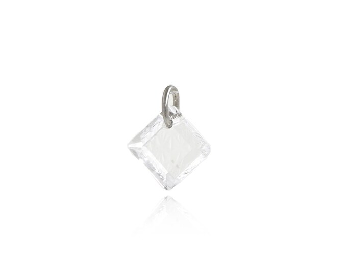 Square Pendant,18K Gold Filled Square Necklace, Micropavé CZ Square Pendant, DIY jewelry Making Accessories,16.5x13.2x4.5mm