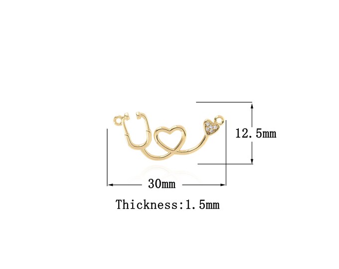 1PCS CZ Micro-Paved Hollow Heart Connector 18K Filled Gold, Suitable For Bracelets, Necklaces, Jewelry Making Supplies
