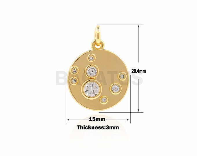 Gold Filled Bubble Coin Charm,Micro Pave  Bubble Pendant,CZ Bubble Pendant 20.4*15*3 mm 1PCS