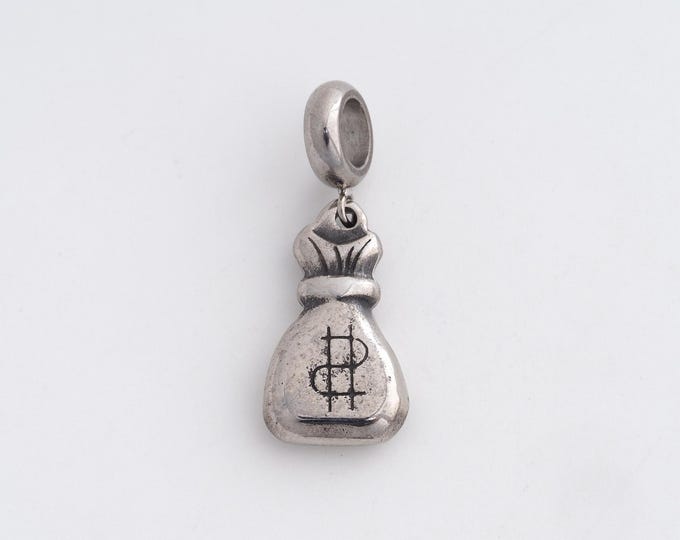 Stainless Steel Money Bag Pendant,Money Bag Charms,Money Bag Charm Bracelet Necklace for DIY Jewelry Making Supply,30x11.5x3.8mm
