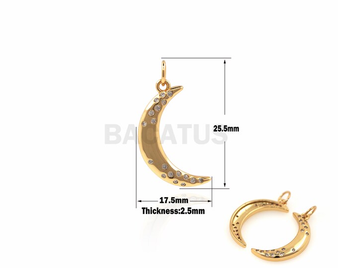 1PCS Exquisite Crescent Minimalist Pendant Necklace, 18K Gold Plated Moon Pendant, Golden Crescent Charm, Gift for Her 25.5x17.5x2.5mm