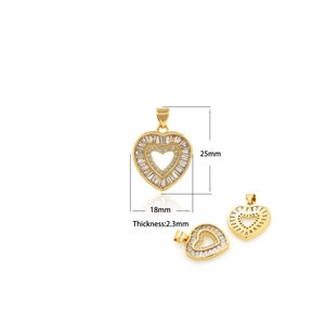 1Pcs Gold-Filled Zircon Heart-Shaped Pendant, Exquisite Heart-Shaped Necklace, Floating Heart-Shaped Necklace, Gift For Her 18x25x2.3mm