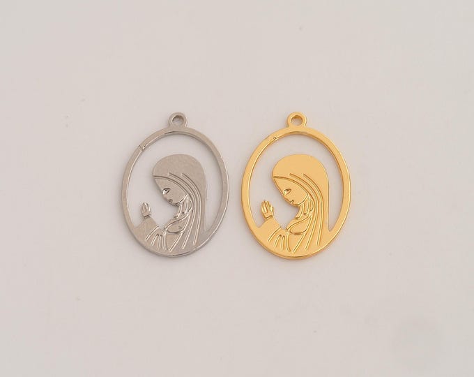 18K Gold Filled Prayer Girl Charm,Dainty Prayer Pendant,Girl Pendant ,DIY Jewelry Supplies,20x13.5x0.7mm