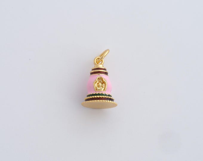 18K Gold Filled Tower Pendant, Gold Dainty Tower Charms,Enamel Charms,Bracelet Necklace for DIY Jewelry Making Supply,15.7x8.4mm