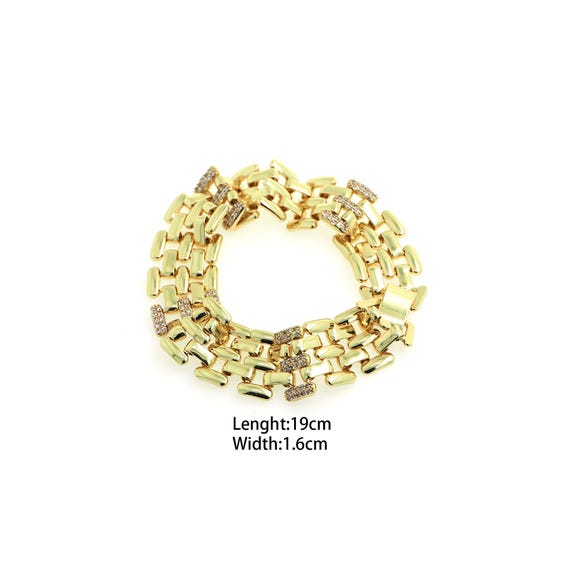 18K ゴールドフィルド チャンキーリンクチェーンブレスレット 
