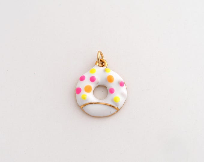 Stainless Steel Donut Pendant,Enamel Dessert Charms,Donut Charms for DIY Jewelry Making Supply,24.3x11x9.5mm
