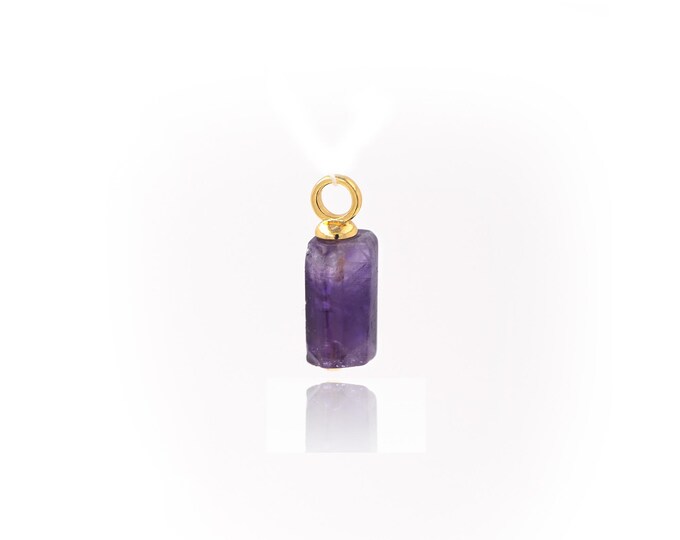 Amethyst Pendant,18K Gold Filled Natural Stone Necklace,Square Shaped Pendant,DIY jewelry Making Accessories,19x7mm