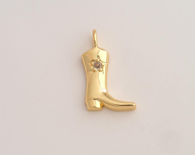 18K Gold Filled Knight Boot Charm,Dainty Knight Boot Pendant,CZ Knight Boot Pendant ,DIY Jewelry Supplies,29.8x18x4.3mm