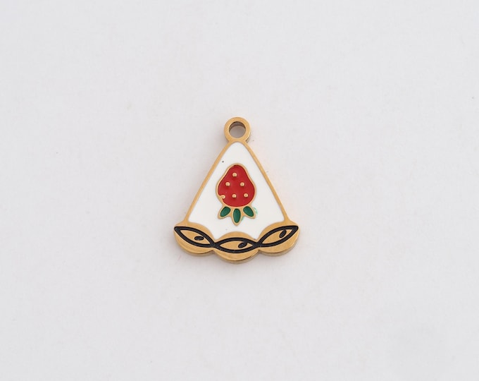 Stainless Steel Strawberry Pendant,Enamel Charms,Fruit Charm Watermelon Charms for DIY Jewelry Making Supply,14x11.8x1.3mm