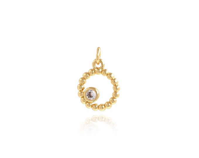 5 pcs Round Pendant,18K Gold Filled Minimalist Necklace, Micropavé CZ Round Pendant, DIY jewelry Making Accessories,14.7x10x1.8mm