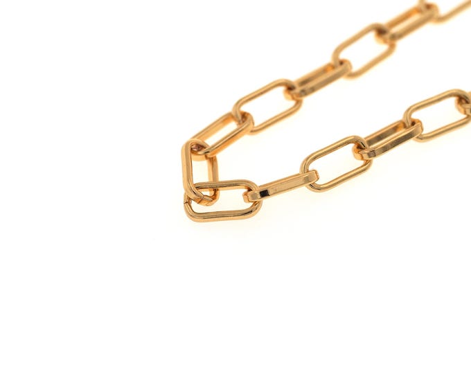 18K Gold Filled Square Chain,Paper Clip Chain,Paper Clip Necklace,Large PaperClip Chain,Oval Chain,DIY Jewelry Supplies,10.5x5.3x1.4mm