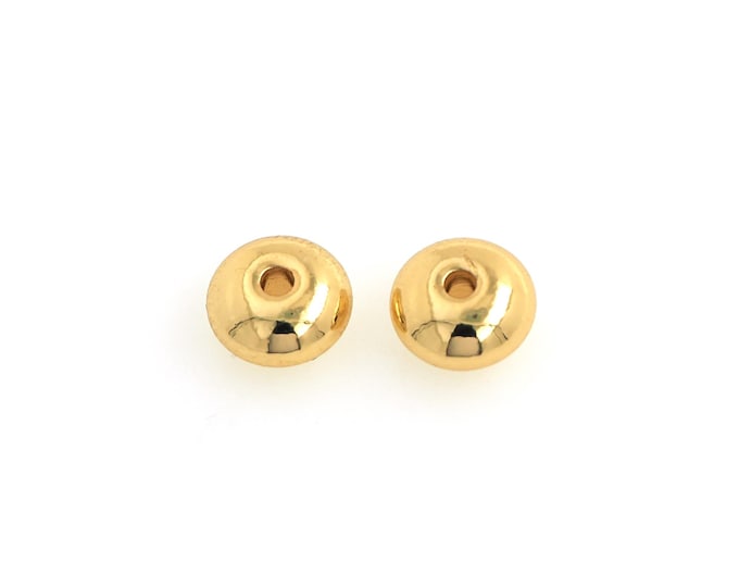 10 pcs 18K Gold Filled Flat Spacer Beads,Gold Round Beads, Round Flat Beads DIY Bracelet Necklace Earrings Jewelry Making,7.4x4mm