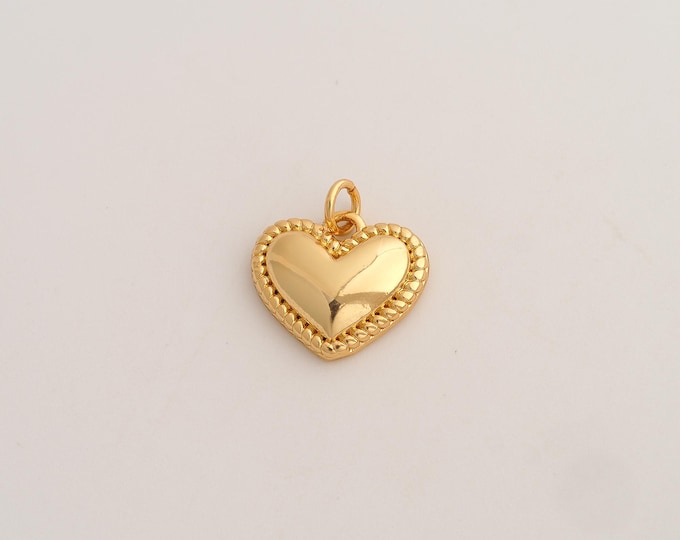 5 pcs 18K Gold Filled Heart Charm,Dainty Love Pendant,Heart Pendant ,DIY Jewelry Supplies,18x16x4mm