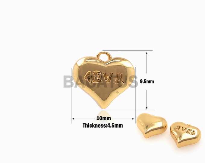 1PCS Love Pendant Is Suitable For Bracelets, Necklaces, Jewelry Making Supplies, 18K Gold Filled With Heart-Shaped Charms 9.5x10x4.5mm