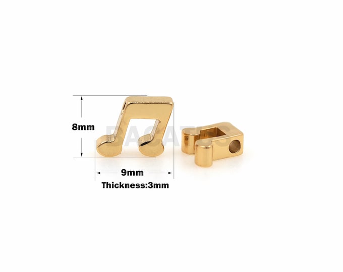 1PCS Musical Bead Note Charm, Golden Note Beads, Clef Charm, Note Charm, Treble Clef Beads, Tiny Notes Found 18k Gold Filling 8x9x3mm