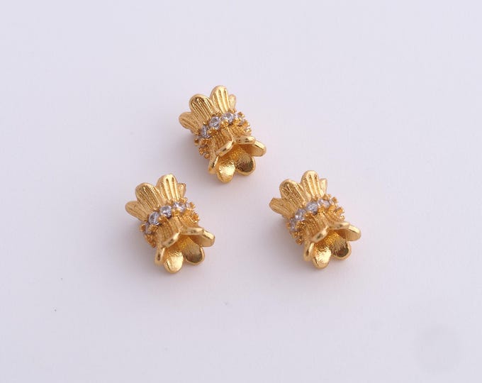 18K Gold Filled Flower Spacer Beads,Gold Tube Beads, Flower Beads DIY Bracelet Necklace Earrings Jewelry Making,7.3x5.5mm