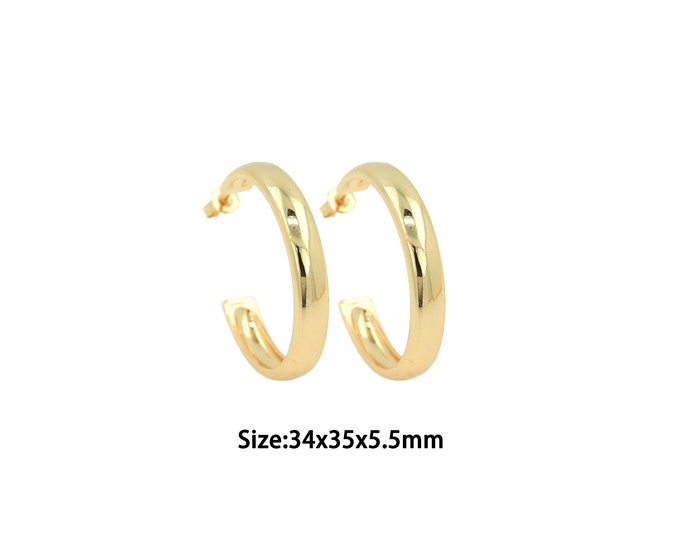 1pair 18K Gold Filling Round Earring,Gold Dainty Round Earring,Simple Earrings,Gift for Her