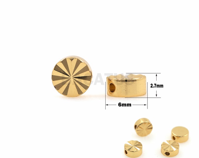 1PCS Round Beads Striped Beads DIY Jewelry Making Suitable for Bracelets, Necklaces, Jewelry Supplies, 18K Gold Filling 6x2.7mm