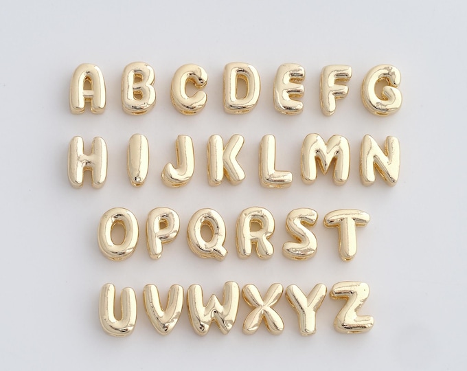 5 pcs 18K Gold Filled Initial Spacer Beads,Gold Letter Beads, Alphabet Beads DIY Bracelet Necklace Earrings Jewelry Making,9x6.7x4mm