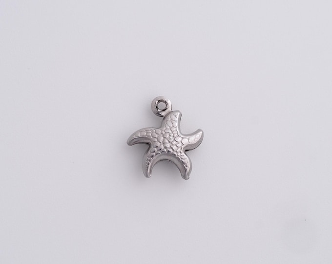 25 pcs Stainless Steel Starfish Pendant,Starfish Charms,Starfish Charm Bracelet Necklace for DIY Jewelry Making Supply,13.3x11.5x3.8mm